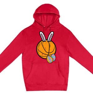 Sports Easter Baskets Basketball Bunny Rabbit Bball Coach Premium Pullover Hoodie