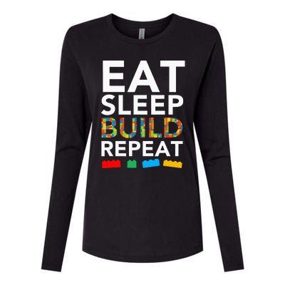 Sleep Eat Build Repeat Building Blocks Womens Cotton Relaxed Long Sleeve T-Shirt