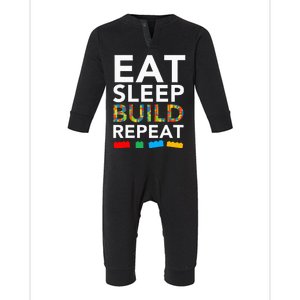 Sleep Eat Build Repeat Building Blocks Infant Fleece One Piece