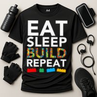 Sleep Eat Build Repeat Building Blocks Cooling Performance Crew T-Shirt
