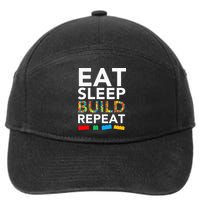 Sleep Eat Build Repeat Building Blocks 7-Panel Snapback Hat