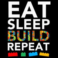 Sleep Eat Build Repeat Building Blocks 7-Panel Snapback Hat