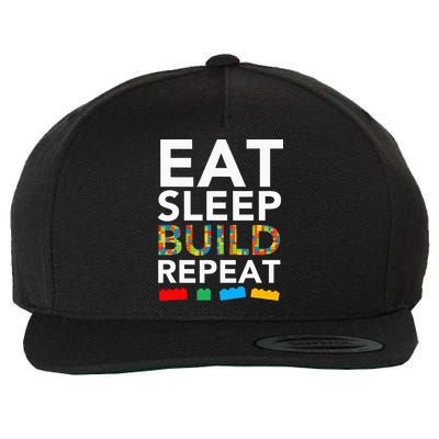 Sleep Eat Build Repeat Building Blocks Wool Snapback Cap