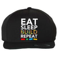 Sleep Eat Build Repeat Building Blocks Wool Snapback Cap