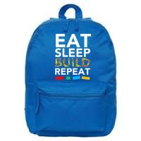Sleep Eat Build Repeat Building Blocks 16 in Basic Backpack