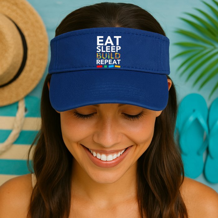 Sleep Eat Build Repeat Building Blocks Valucap Bio-Washed Visor