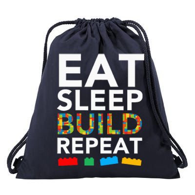 Sleep Eat Build Repeat Building Blocks Drawstring Bag