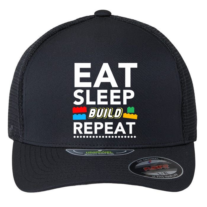 Sleep Eat Build Repeat Building Blocks Bricks Master Builder Flexfit Unipanel Trucker Cap