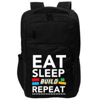 Sleep Eat Build Repeat Building Blocks Bricks Master Builder Impact Tech Backpack