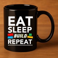 Sleep Eat Build Repeat Building Blocks Bricks Master Builder 11oz C Handle Ceramic Mug