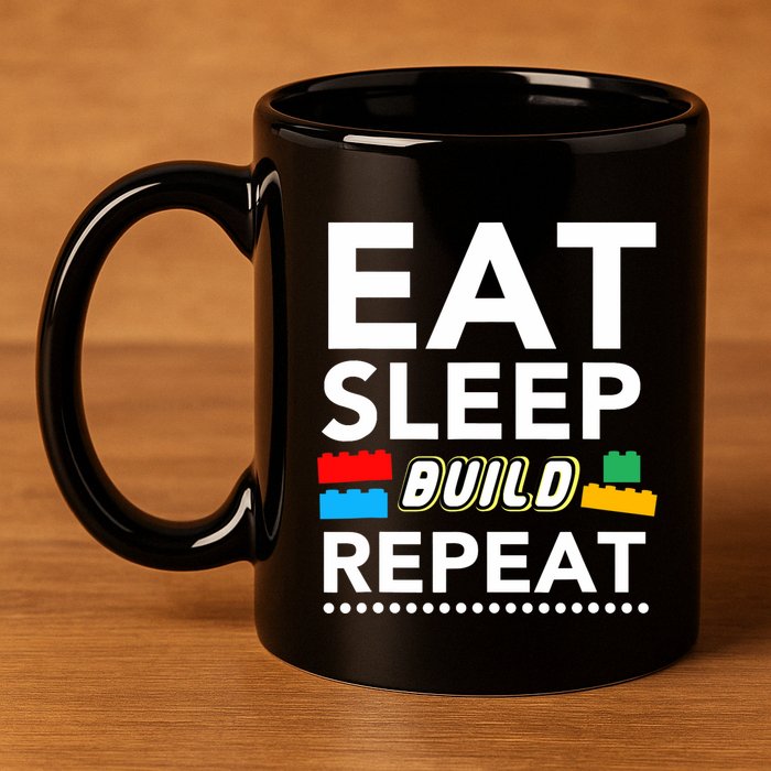 Sleep Eat Build Repeat Building Blocks Bricks Master Builder 11oz C Handle Ceramic Mug