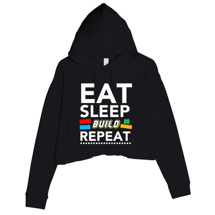 Sleep Eat Build Repeat Building Blocks Bricks Master Builder Crop Fleece Hoodie