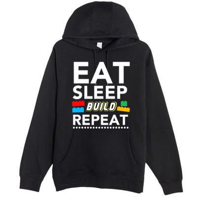 Sleep Eat Build Repeat Building Blocks Bricks Master Builder Premium Pullover Hoodie