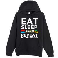 Sleep Eat Build Repeat Building Blocks Bricks Master Builder Premium Pullover Hoodie