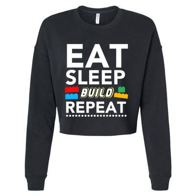 Sleep Eat Build Repeat Building Blocks Bricks Master Builder Cropped Pullover Crew