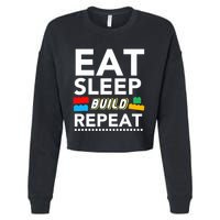 Sleep Eat Build Repeat Building Blocks Bricks Master Builder Cropped Pullover Crew