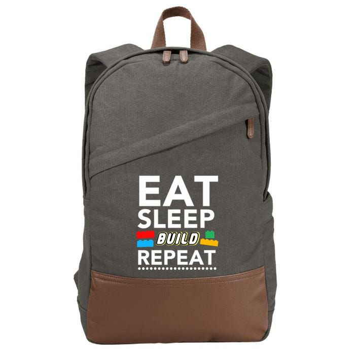 Sleep Eat Build Repeat Building Blocks Bricks Master Builder Cotton Canvas Backpack