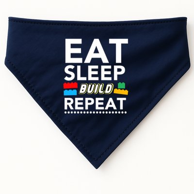 Sleep Eat Build Repeat Building Blocks Bricks Master Builder USA-Made Doggie Bandana