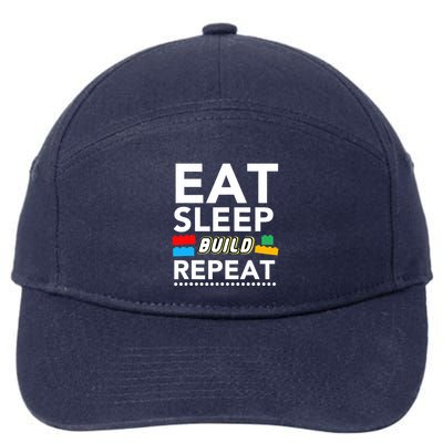 Sleep Eat Build Repeat Building Blocks Bricks Master Builder 7-Panel Snapback Hat