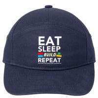 Sleep Eat Build Repeat Building Blocks Bricks Master Builder 7-Panel Snapback Hat