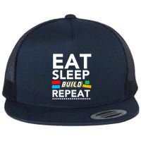 Sleep Eat Build Repeat Building Blocks Bricks Master Builder Flatbill Hat