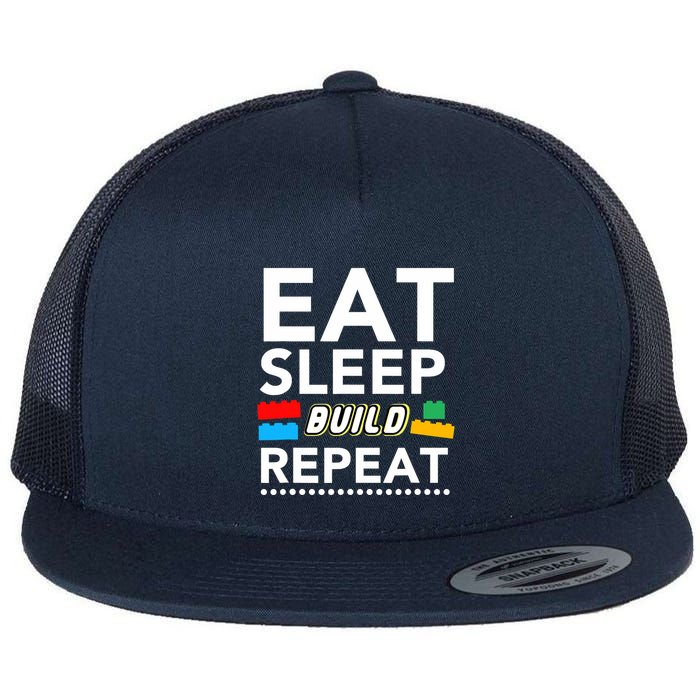 Sleep Eat Build Repeat Building Blocks Bricks Master Builder Flatbill Hat