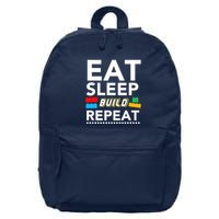 Sleep Eat Build Repeat Building Blocks Bricks Master Builder 16 in Basic Backpack