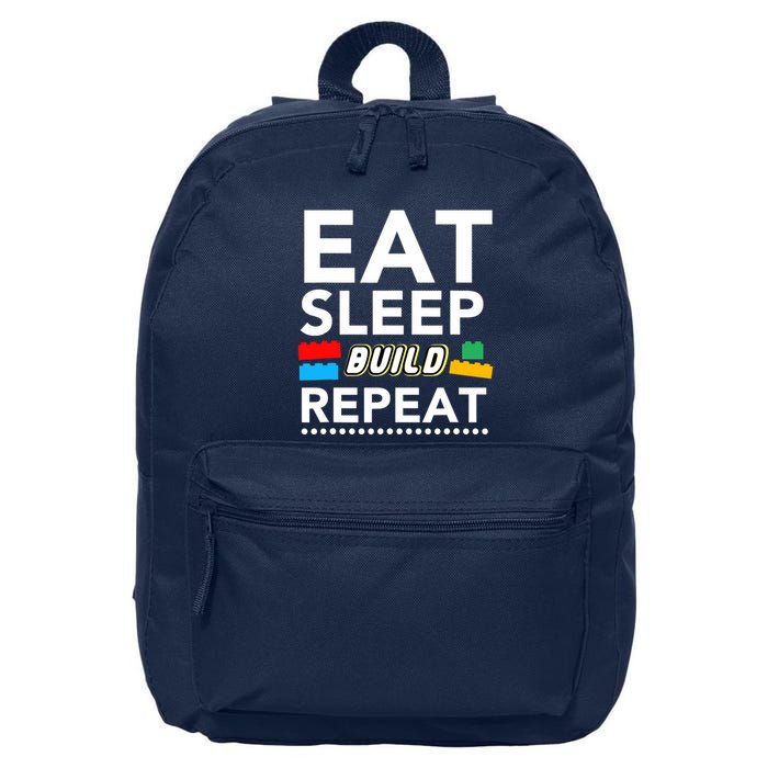 Sleep Eat Build Repeat Building Blocks Bricks Master Builder 16 in Basic Backpack