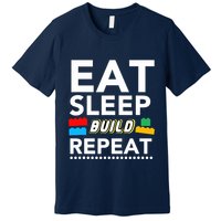 Sleep Eat Build Repeat Building Blocks Bricks Master Builder Premium T-Shirt
