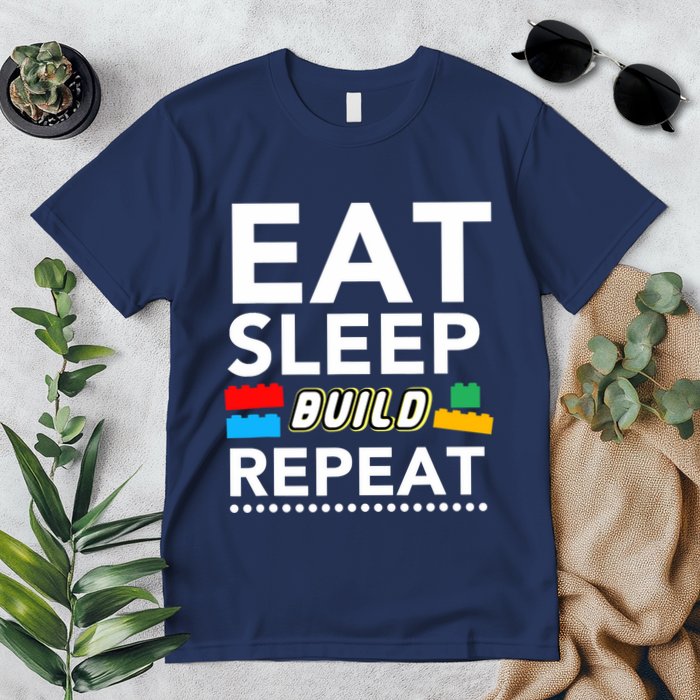 Sleep Eat Build Repeat Building Blocks Bricks Master Builder Premium T-Shirt
