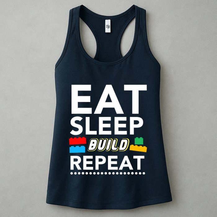 Sleep Eat Build Repeat Building Blocks Bricks Master Builder Womens Tank Top