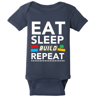 Sleep Eat Build Repeat Building Blocks Bricks Master Builder Baby Bodysuit