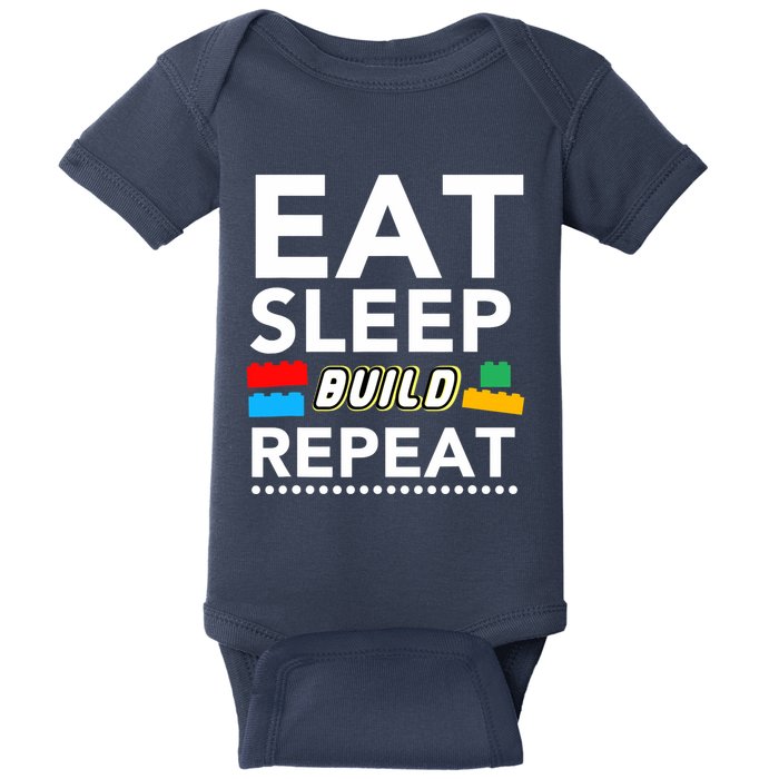 Sleep Eat Build Repeat Building Blocks Bricks Master Builder Baby Bodysuit