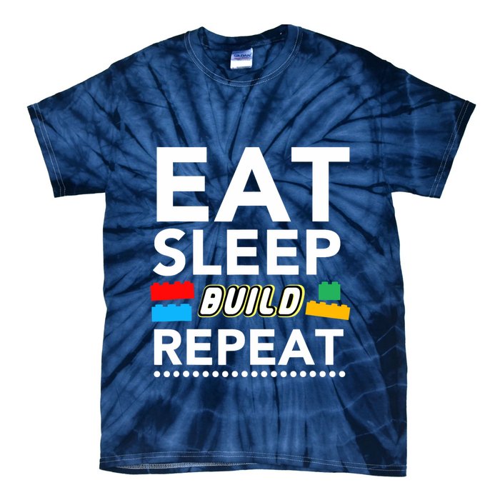 Sleep Eat Build Repeat Building Blocks Bricks Master Builder Tie-Dye T-Shirt