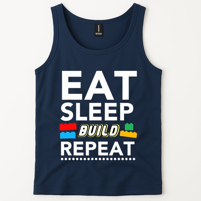 Sleep Eat Build Repeat Building Blocks Bricks Master Builder Tank Top