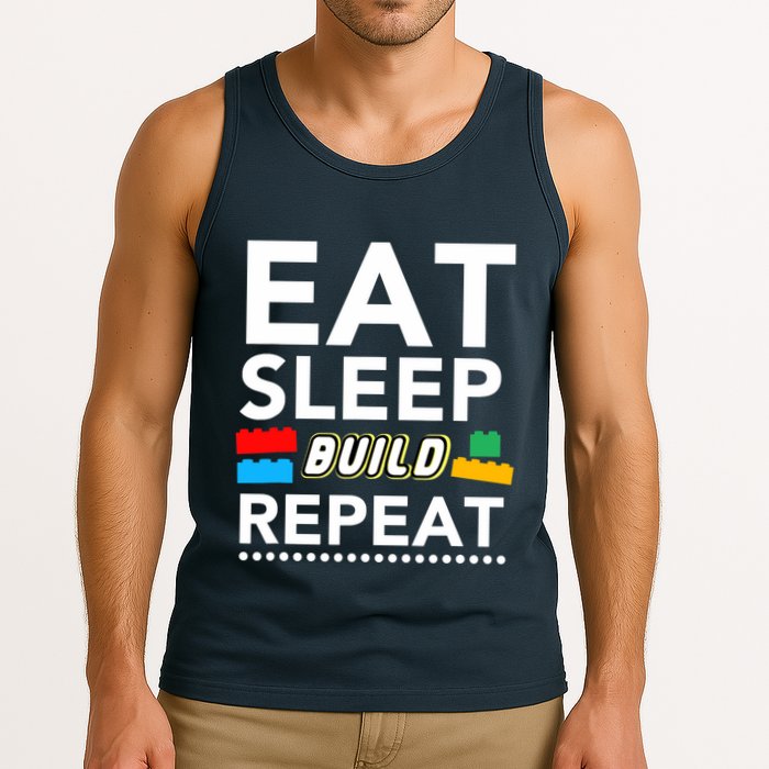 Sleep Eat Build Repeat Building Blocks Bricks Master Builder Tank Top