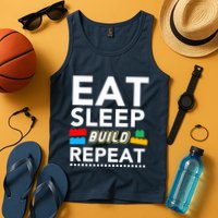 Sleep Eat Build Repeat Building Blocks Bricks Master Builder Tank Top