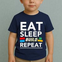 Sleep Eat Build Repeat Building Blocks Bricks Master Builder Toddler T-Shirt