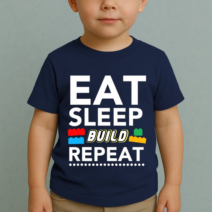 Sleep Eat Build Repeat Building Blocks Bricks Master Builder Toddler T-Shirt