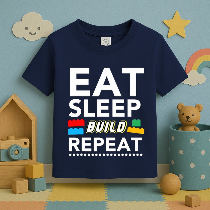 Sleep Eat Build Repeat Building Blocks Bricks Master Builder Toddler T-Shirt