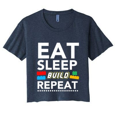 Sleep Eat Build Repeat Building Blocks Bricks Master Builder Crop Top