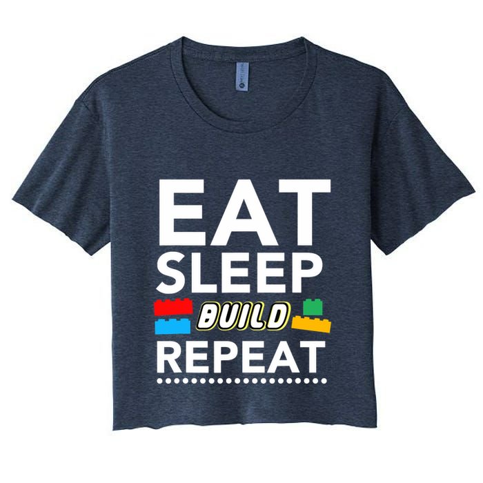Sleep Eat Build Repeat Building Blocks Bricks Master Builder Crop Top