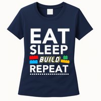 Sleep Eat Build Repeat Building Blocks Bricks Master Builder Womens T-Shirt
