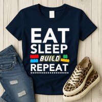 Sleep Eat Build Repeat Building Blocks Bricks Master Builder Womens T-Shirt
