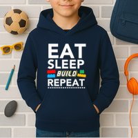 Sleep Eat Build Repeat Building Blocks Bricks Master Builder Kids Hoodie