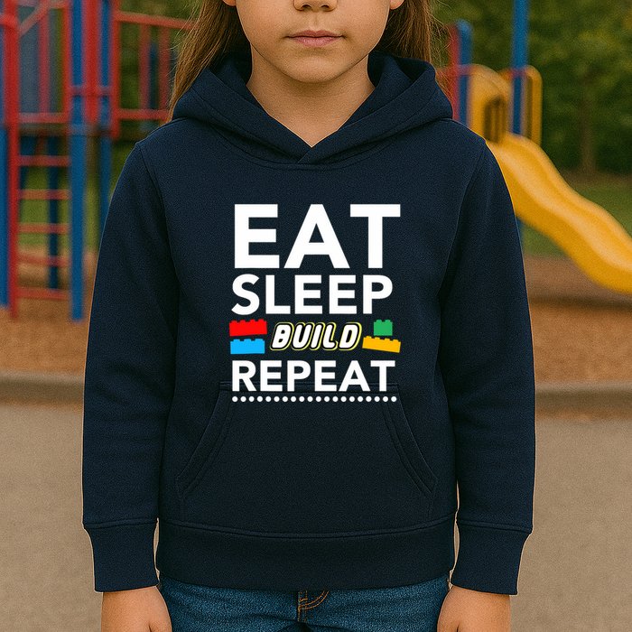 Sleep Eat Build Repeat Building Blocks Bricks Master Builder Kids Hoodie