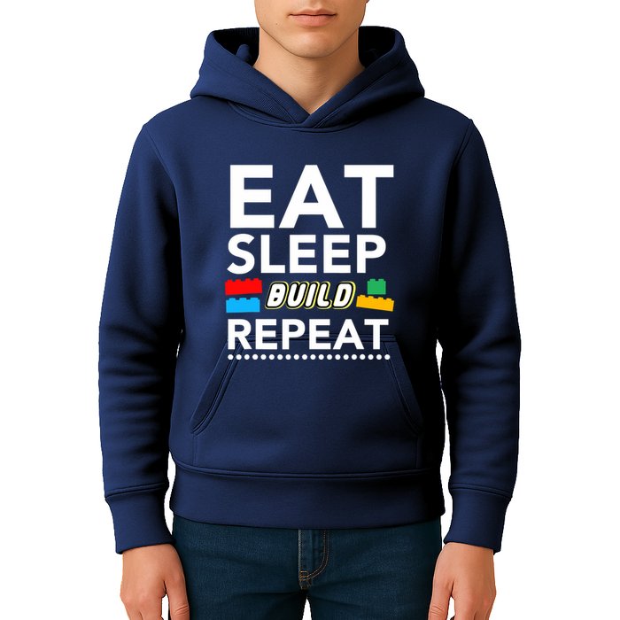 Sleep Eat Build Repeat Building Blocks Bricks Master Builder Kids Hoodie