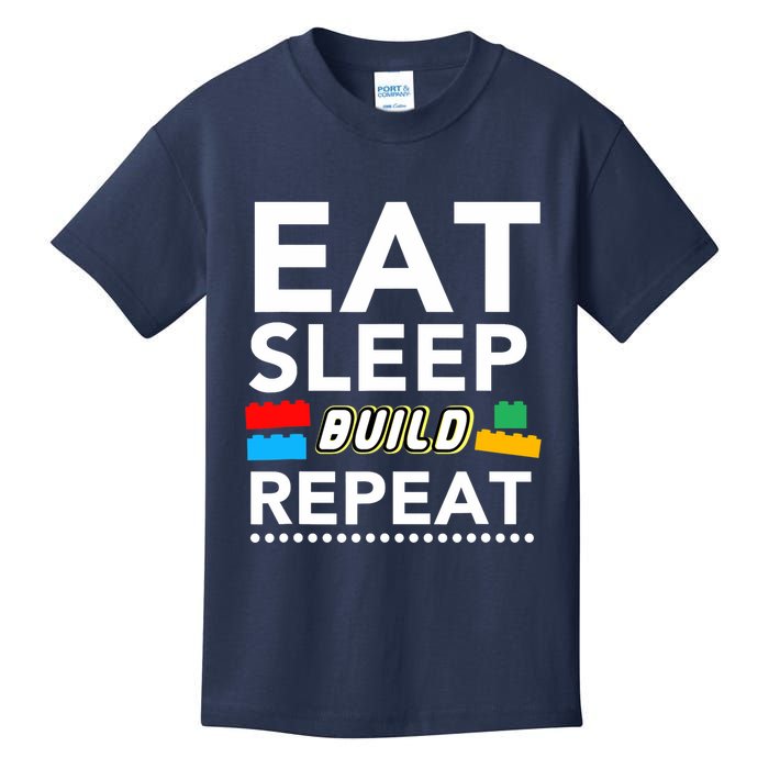 Sleep Eat Build Repeat Building Blocks Bricks Master Builder Kids T-Shirt