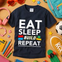 Sleep Eat Build Repeat Building Blocks Bricks Master Builder Kids T-Shirt