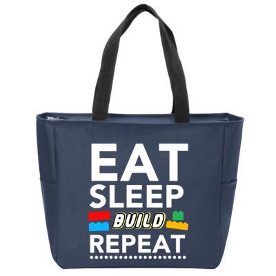 Sleep Eat Build Repeat Building Blocks Bricks Master Builder Zip Tote Bag